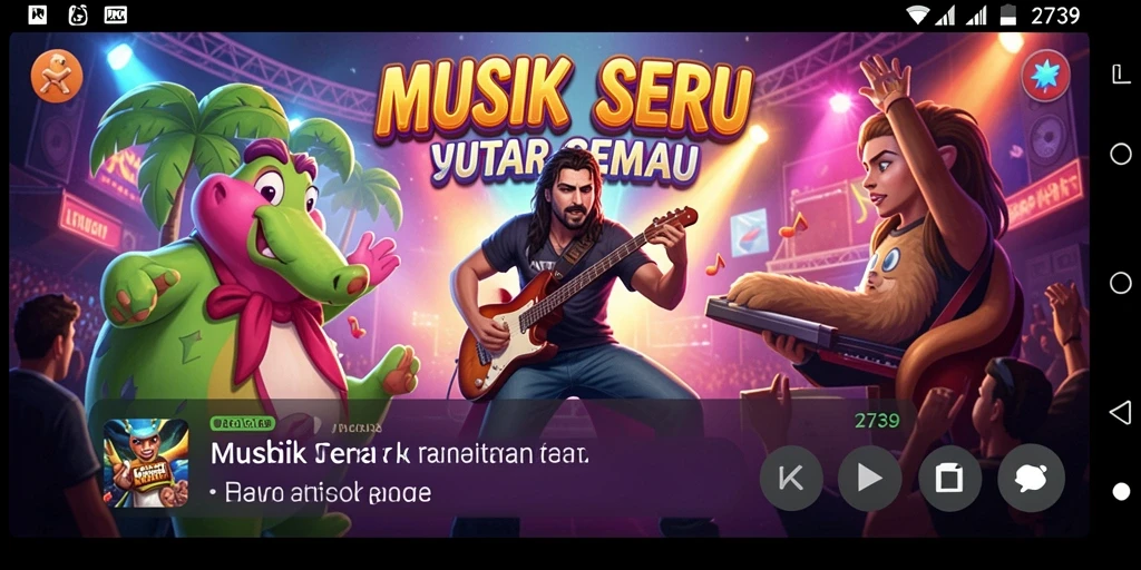 Tampilan gameplay 2739 yang menarik dengan berbagai pilihan musik.