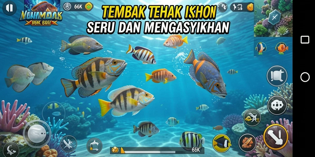 Tampilan gameplay Tembak Ikan yang seru dan memukau.