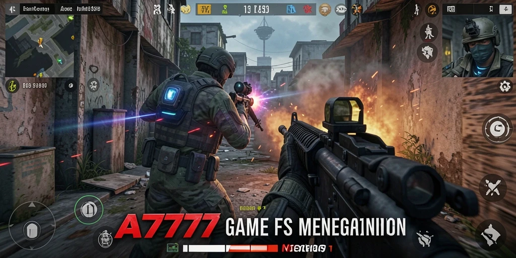 Tangkapan layar menunjukkan aksi seru dalam gameplay FPS A7777.