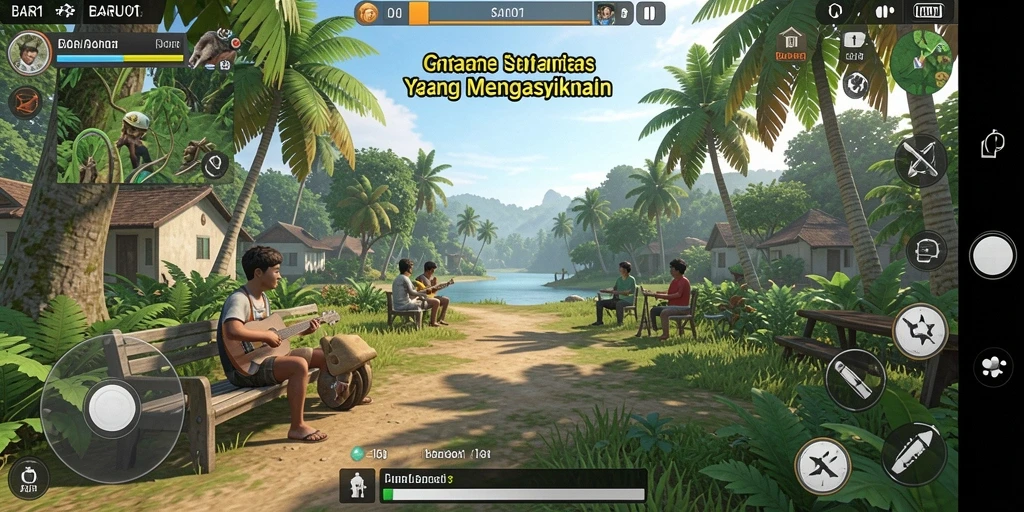 Screenshot gameplay BARU01 menampilkan karakter lucu dan level yang berwarna-warni.