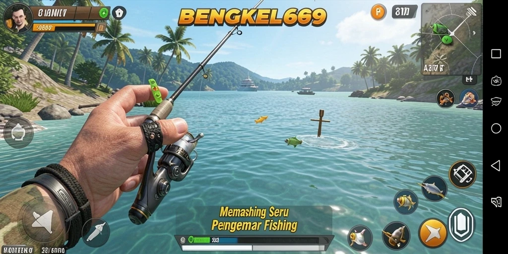 Tangkapan ikan yang menegangkan dalam BENGKEL69 di tengah lautan.