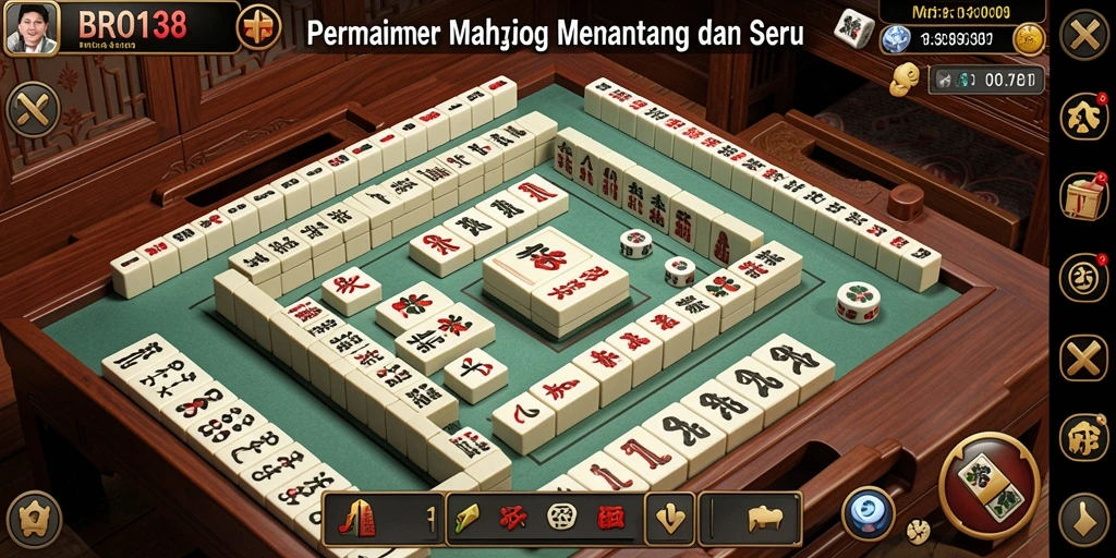 Gameplay menarik Mahjong di BRO138 dengan desain ubin yang berwarna-warni.