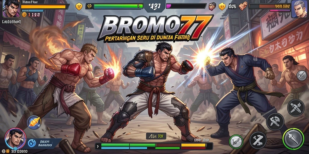 Tampilan gameplay BROMO77 dengan aksi pertarungan intens.