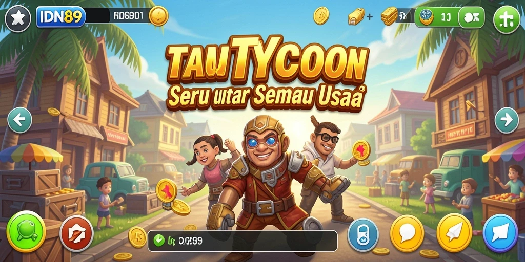 Tangkapan layar yang menampilkan gameplay mengelola bisnis di IDN89.