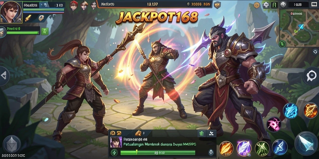 Tampilan gameplay JACKPOT168 yang memukau dan penuh aksi di dalam dunia MMORPG.
