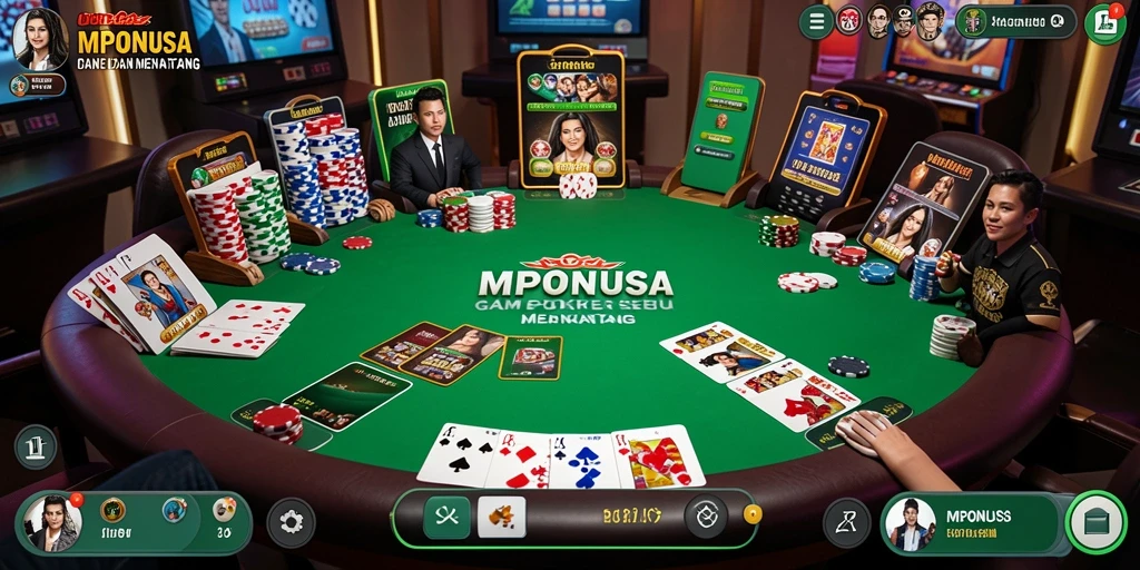 Tampilan gameplay seru di MPONUSA dengan berbagai mode Poker.