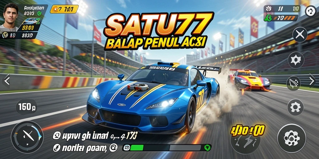 Screenshot menunjukkan balapan mendebarkan di trek yang menantang.