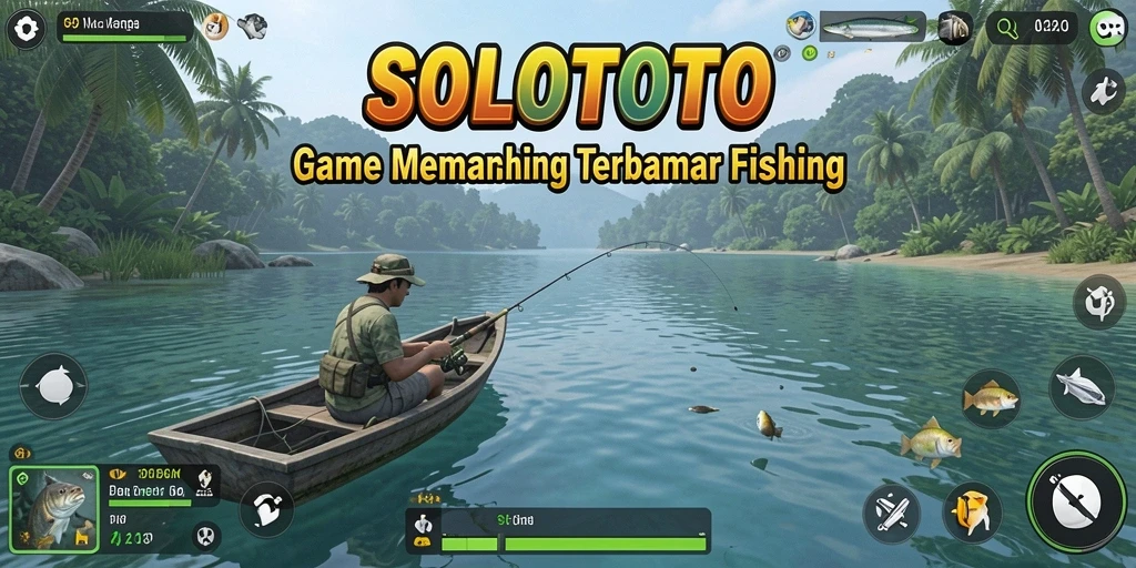 Screenshot utama SOLOTOTO menampilkan aksi memancing yang mendebarkan.