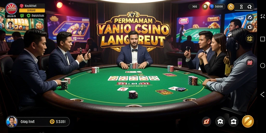 Tampilan gameplay X78 menampilkan dealer langsung dalam suasana kasino yang lebih hidup.