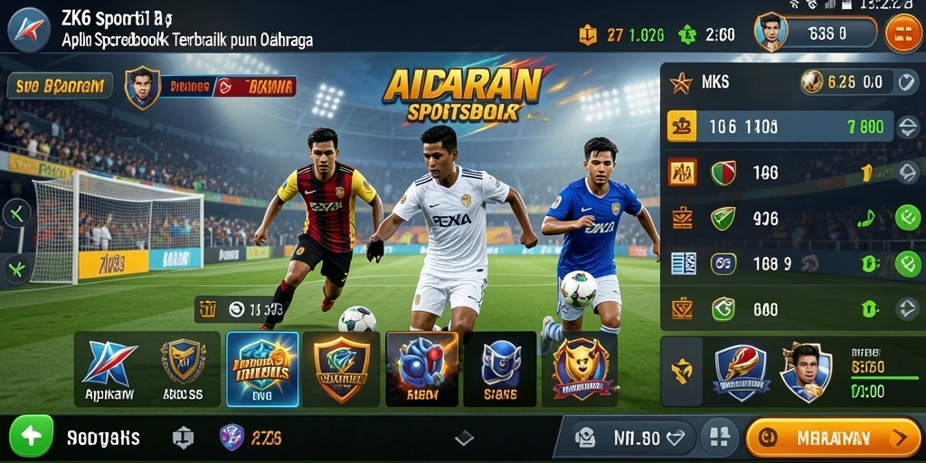 Tampilan awal ZK6 dengan daftar olahraga dan opsi taruhan.
